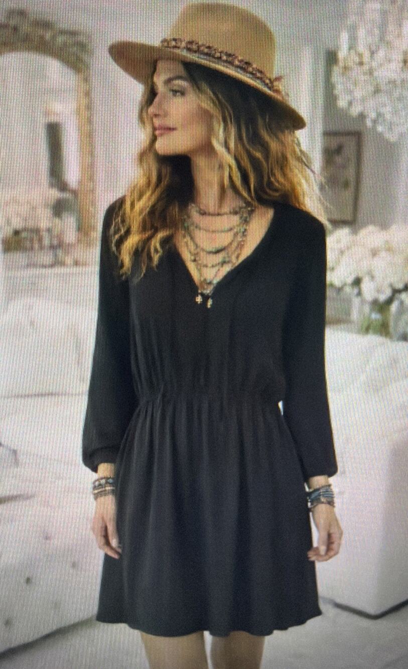 Rails Black Long Sleeve layered Mini Dress bohemian cottagecore victorian medium